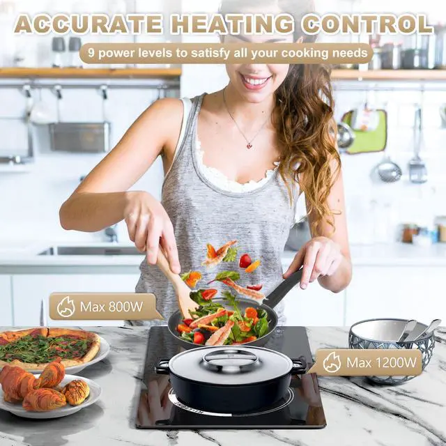Alt view image 3 of 7 - 2000W 12 inch two burner Electric cooktop stove top burner estufa eléctrica de mesa portable cooktop electric burner parrilla eléctrica para cocinar portable electric burners for cooking