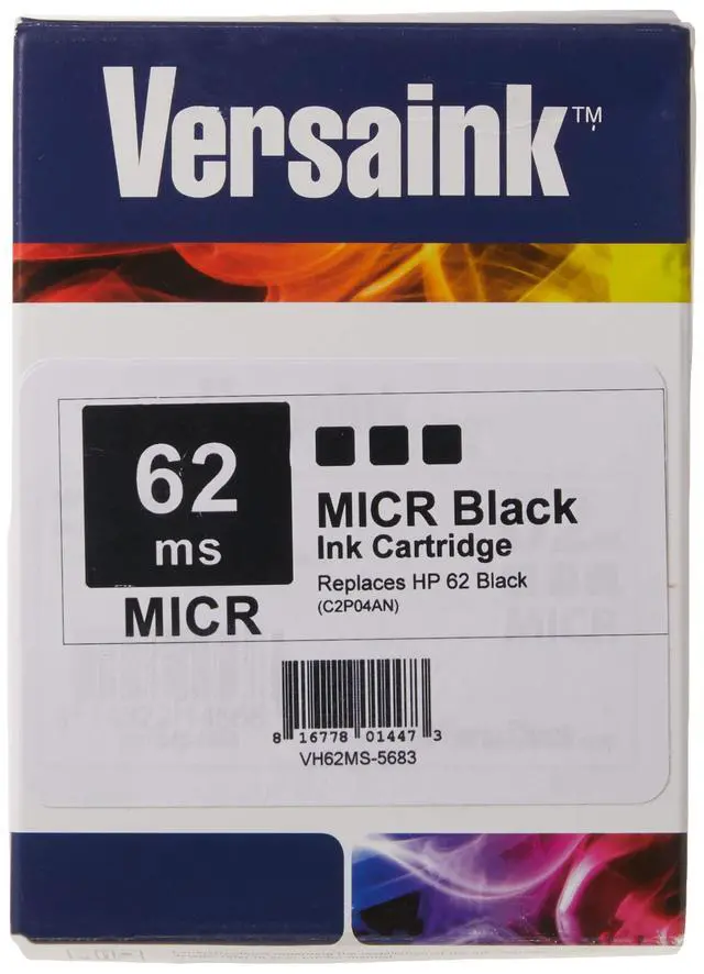 Alt view image 2 of 3 - Nano HP 62 MS Black MICR Ink Cartridge for Check Printing, Black