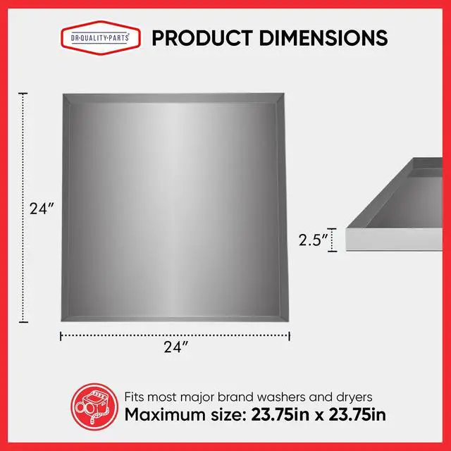 Alt view image 4 of 7 - 24" x 24" 2.5" Heavy Duty Washer Machine Drain Pan, Galvanized Steel Drip Tray Catch (24"x24" Galvanized)