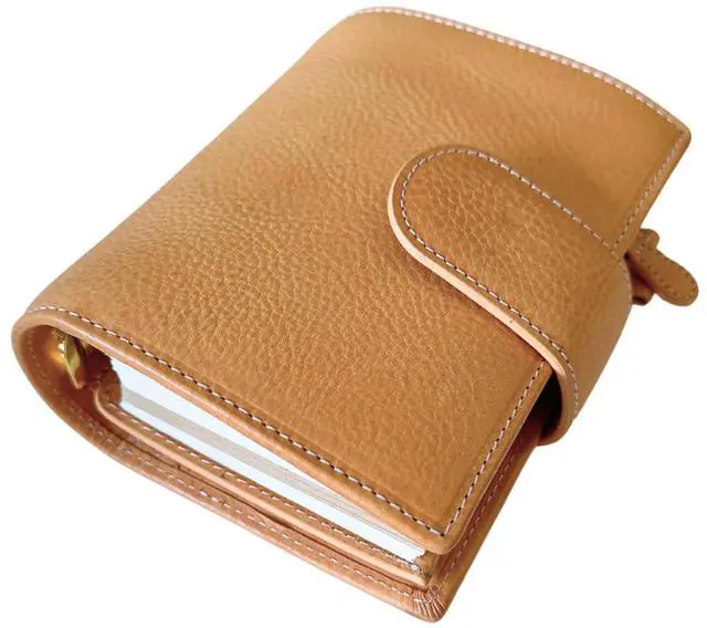 Main image of A7 Organizer Minerva Box Genuine Leather Journal Notebook,Stalogy Rings Planner Pocket size Notebook with 25MM Binder Mini Agenda Diary (Original color)