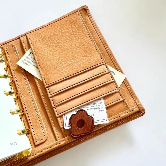 Alt view image 4 of 7 - A7 Organizer Minerva Box Genuine Leather Journal Notebook,Stalogy Rings Planner Pocket size Notebook with 25MM Binder Mini Agenda Diary (Original color)