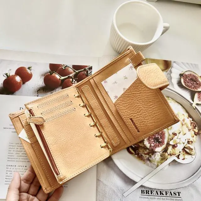 Alt view image 5 of 7 - A7 Organizer Minerva Box Genuine Leather Journal Notebook,Stalogy Rings Planner Pocket size Notebook with 25MM Binder Mini Agenda Diary (Original color)