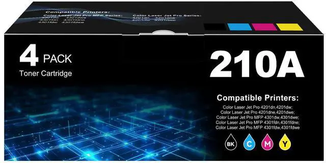 Main image of 210A Toner Cartridges 4 Pack for Color Laser Jet Pro MFP 4301fdw Compatible with HP 210X Toner Cartridges for HP210X HP210A Color Laser Jet Pro 4201dw 4201dn MFP 4301fdn 4301dw 4301fdw Toner Cartridge