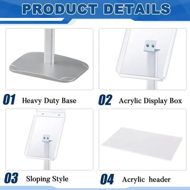 Alt view image 3 of 6 - Acrylic Advertising Brochure Sign Holder Stand Displays 8.5x11 Inch for Menu Flyer Paper Document Brochure Area Landscape Free Standing Literature Business Outdoor