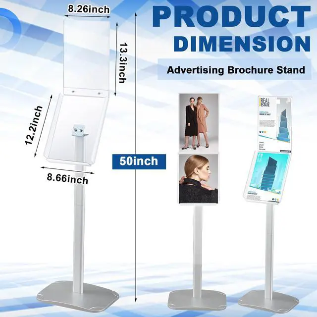 Alt view image 4 of 6 - Acrylic Advertising Brochure Sign Holder Stand Displays 8.5x11 Inch for Menu Flyer Paper Document Brochure Area Landscape Free Standing Literature Business Outdoor