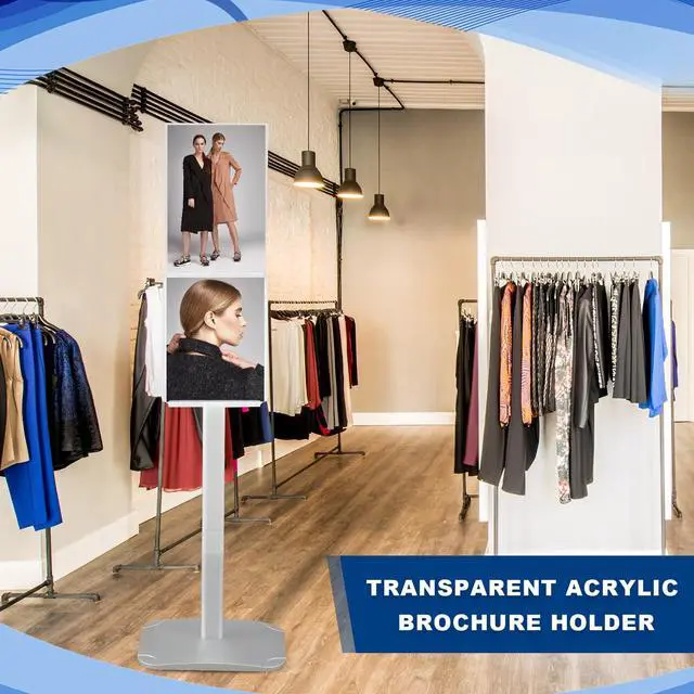 Alt view image 2 of 6 - Acrylic Advertising Brochure Sign Holder Stand Displays 8.5x11 Inch for Menu Flyer Paper Document Brochure Area Landscape Free Standing Literature Business Outdoor