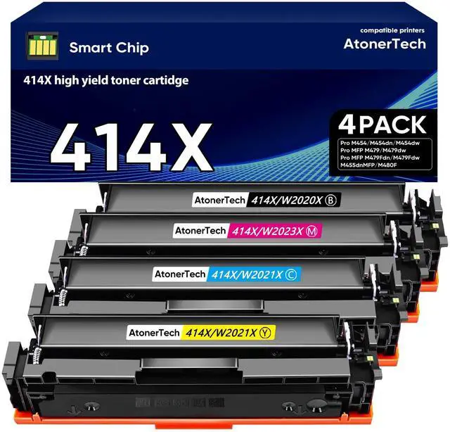 Main image of 414X Toner Cartridges High Yield (with Chip) Compatible With HP 414X 414A Toner For HP Color Laserjet Pro MFP M479fdw M479fdn M454dw M454dn M455dn M480f M479 Printer|4Pack(Black Cyan Yellow Magenta)