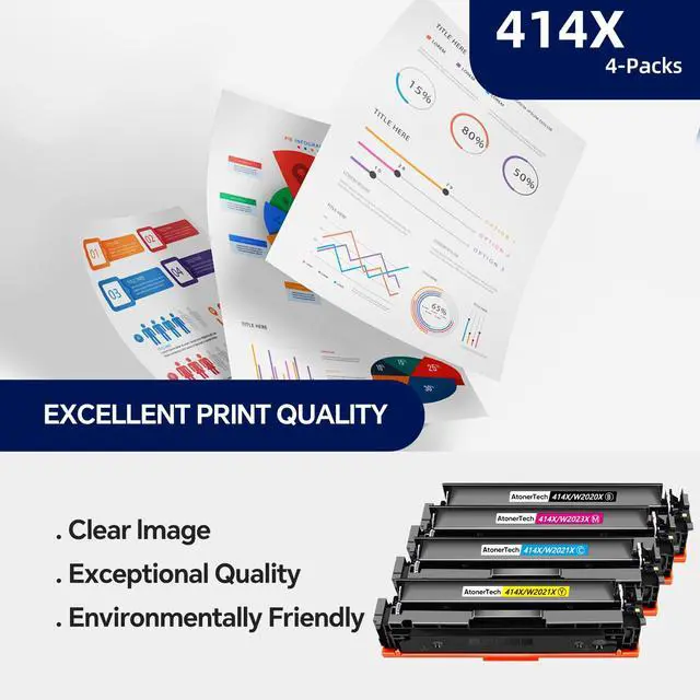 Alt view image 5 of 5 - 414X Toner Cartridges High Yield (with Chip) Compatible With HP 414X 414A Toner For HP Color Laserjet Pro MFP M479fdw M479fdn M454dw M454dn M455dn M480f M479 Printer|4Pack(Black Cyan Yellow Magenta)
