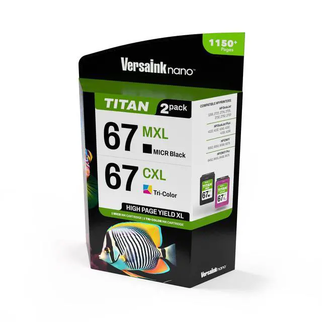 Alt view image 2 of 7 - Nano 67 MXL Titan-Magnetic Black & Color 2-Pack - Replaces 67 and 67 XL, Works with DESKJET 2723,2734,2755,2855,4133,4155,4255, Envy 6055,6075,6455,6475