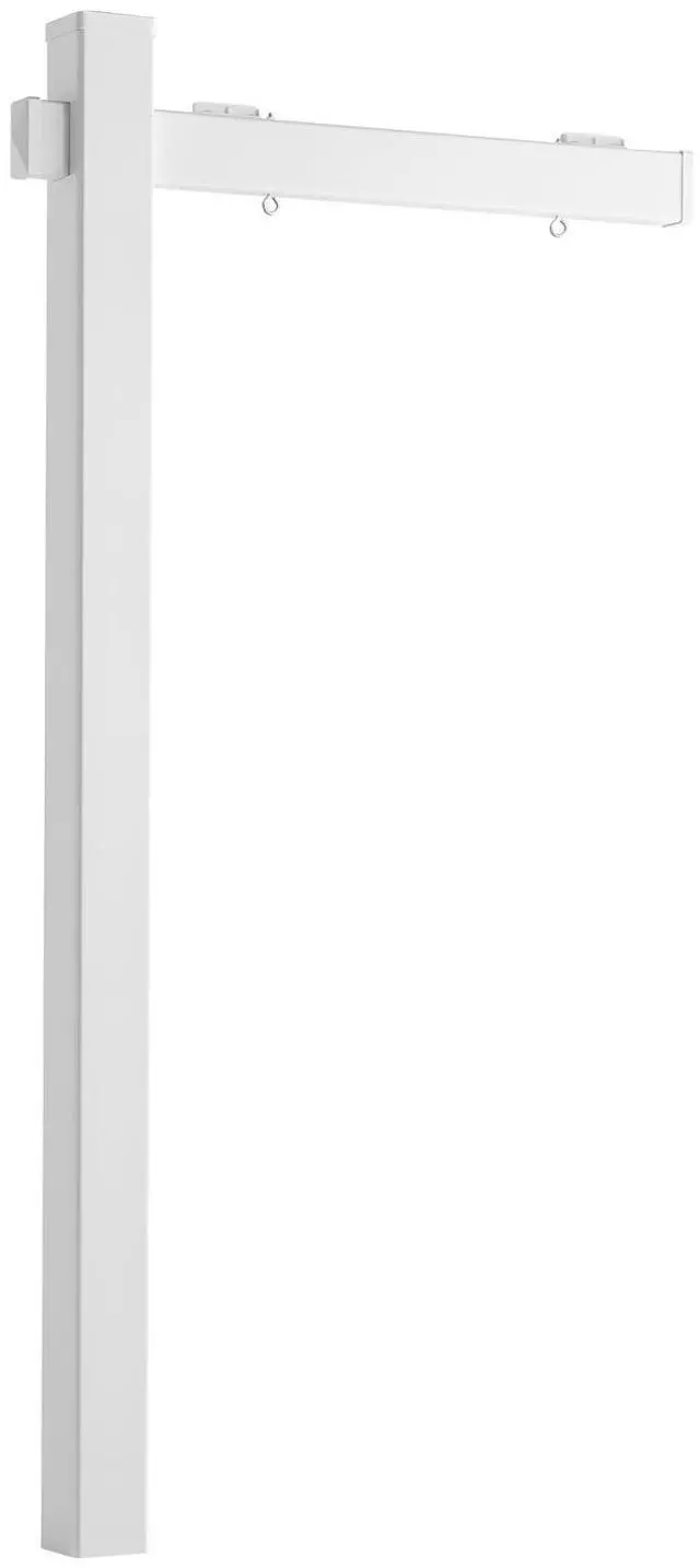 Main image of Real Estate Sign Post, 6 ft Tall, PVC Realtor Yard Sign Holder with 36 in Arm Holds up to 24 in, Easy to Install, Wind-Resistant, for Open House and Home, Yard, Road, Outdoor, White (No Signs)