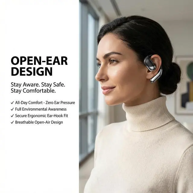 Alt view image 2 of 7 - AI Translation Earbuds Real Time 194 Languages Translator Earbuds, No Subscription, 60H Battery Open Ear Bluetooth 5.4 Headphones, Audifonos Traductores Inglés Español for Travel Business Learning