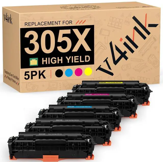 Main image of 305X Remanufactured Toner Cartridge Replacement for HP 305A 5-Pack | High Yield, CE410X Toner Replacement for Pro 300 M351 M375nw Pro 400 M451nw M451dn M451dw MFP M475dw M475dn Printer 5PK