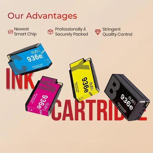 Alt view image 7 of 7 - 936XL High Yield Replacement for HP 936 Ink Cartridges 4 Pack | 936 ink cartridges for HP printers Offic Pro 9125e, 9120e, 9135e, 9130e, 9122e, Wide Format 9730e