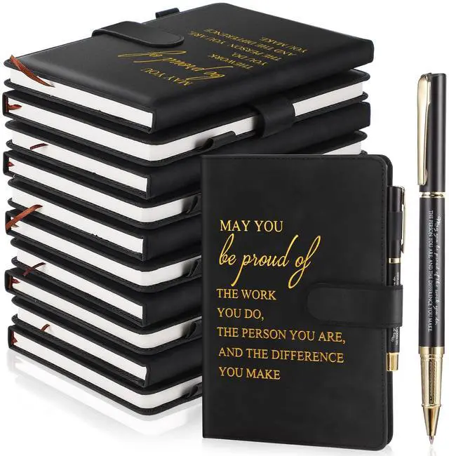 Main image of 40 Pcs Employee Appreciation Gifts Bulk Inspirational A5 Leather Notebooks Journal with Pens Thank You Gift for Coworker Staff Social Worker Teacher Nurse Office Back to School (Black)