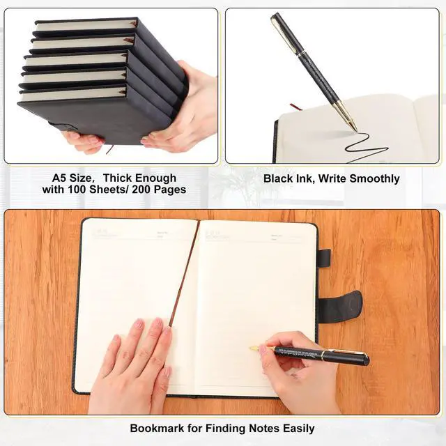 Alt view image 3 of 6 - 40 Pcs Employee Appreciation Gifts Bulk Inspirational A5 Leather Notebooks Journal with Pens Thank You Gift for Coworker Staff Social Worker Teacher Nurse Office Back to School (Black)