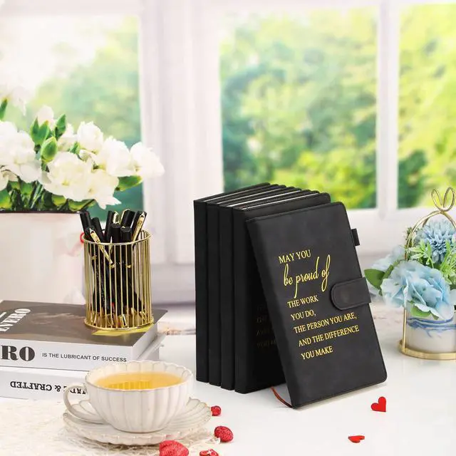 Alt view image 5 of 6 - 40 Pcs Employee Appreciation Gifts Bulk Inspirational A5 Leather Notebooks Journal with Pens Thank You Gift for Coworker Staff Social Worker Teacher Nurse Office Back to School (Black)