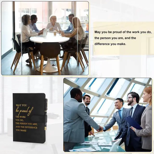 Alt view image 6 of 6 - 40 Pcs Employee Appreciation Gifts Bulk Inspirational A5 Leather Notebooks Journal with Pens Thank You Gift for Coworker Staff Social Worker Teacher Nurse Office Back to School (Black)