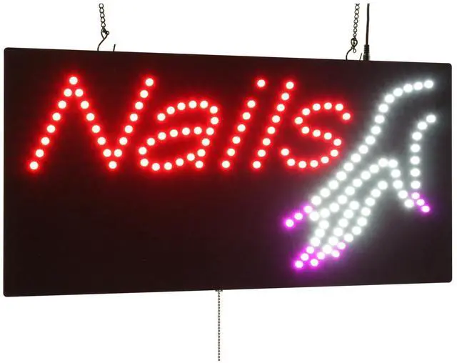 Main image of Nails Hand Sign, 24"x12", 60x30cm, LED, Neon, Florescent, Signage, Signboard, Display, Billboard, Screen, Grand Opening, Gift