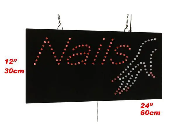 Alt view image 2 of 6 - Nails Hand Sign, 24"x12", 60x30cm, LED, Neon, Florescent, Signage, Signboard, Display, Billboard, Screen, Grand Opening, Gift
