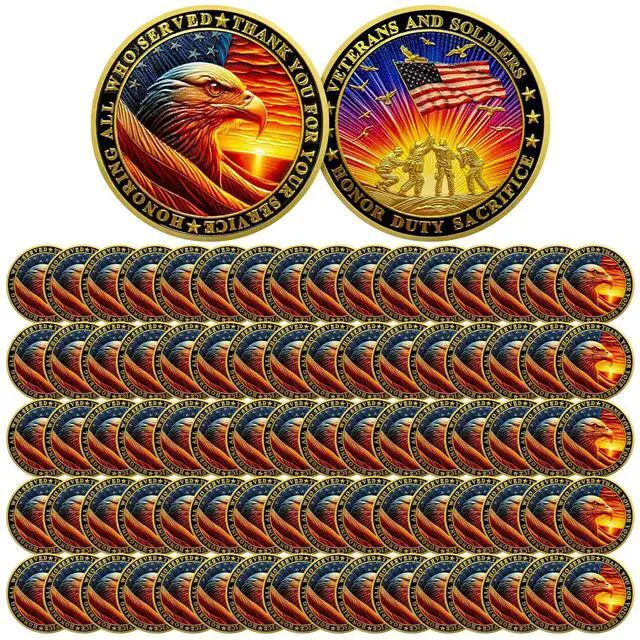 Main image of Bulk 82 Pcs Military Challenge Coins - Thank You for Your Service Delicate Veterans Challenge Coin Military Appreciation Gifts for Men Women Veterans Army