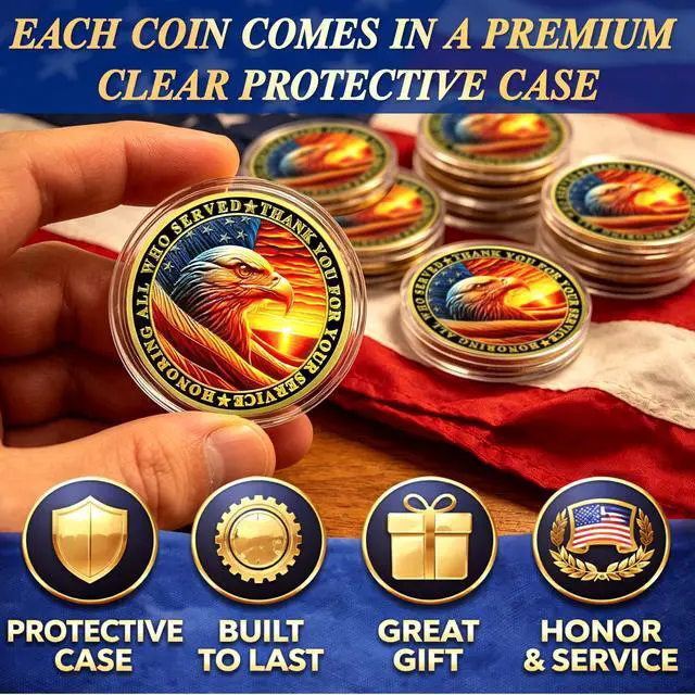 Alt view image 4 of 7 - Bulk 50 Pcs Military Challenge Coins - Thank You for Your Service Delicate Veterans Challenge Coin Military Appreciation Gifts for Men Women Veterans Army