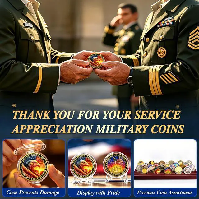 Alt view image 5 of 7 - Bulk 50 Pcs Military Challenge Coins - Thank You for Your Service Delicate Veterans Challenge Coin Military Appreciation Gifts for Men Women Veterans Army