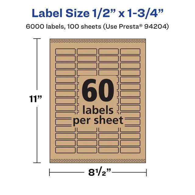 Alt view image 5 of 6 - ® Kraft Brown Rectangle Labels, Sure Feed® Technology, 0.5" x 1.75", 6,000 Kraft Brown Labels, Print-to-The-Edge, Laser/Inkjet Printable