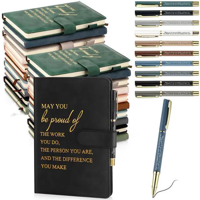 Main image of 40 Pcs Employee Appreciation Gifts Bulk Inspirational A5 Leather Notebooks Journal with Pens Thank You Gift for Coworker Staff Social Worker Teacher Nurse Office Back to School (Neutral Colors)