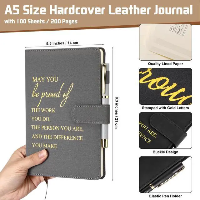 Alt view image 2 of 7 - 40 Pcs Employee Appreciation Gifts Bulk Inspirational A5 Leather Notebooks Journal with Pens Thank You Gift for Coworker Staff Social Worker Teacher Nurse Office Back to School (Neutral Colors)