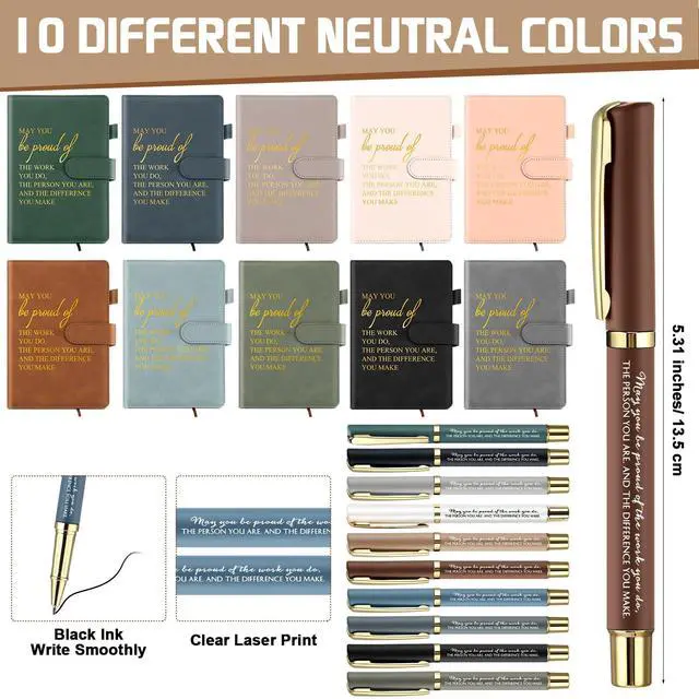 Alt view image 3 of 7 - 40 Pcs Employee Appreciation Gifts Bulk Inspirational A5 Leather Notebooks Journal with Pens Thank You Gift for Coworker Staff Social Worker Teacher Nurse Office Back to School (Neutral Colors)