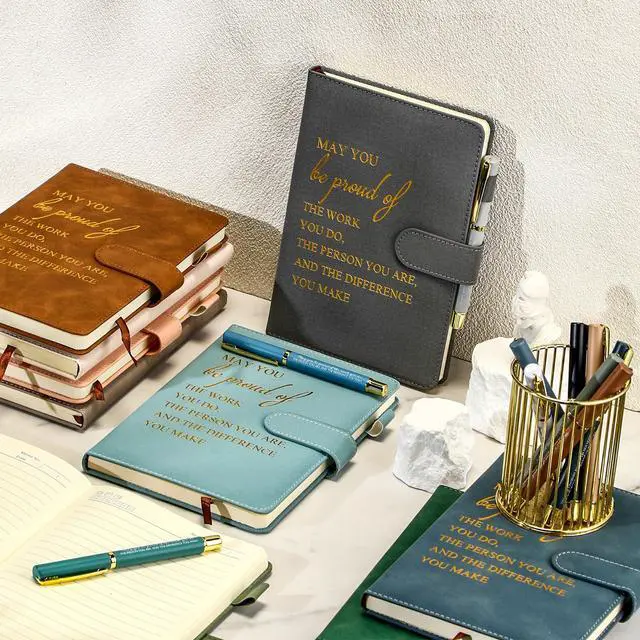 Alt view image 5 of 7 - 40 Pcs Employee Appreciation Gifts Bulk Inspirational A5 Leather Notebooks Journal with Pens Thank You Gift for Coworker Staff Social Worker Teacher Nurse Office Back to School (Neutral Colors)