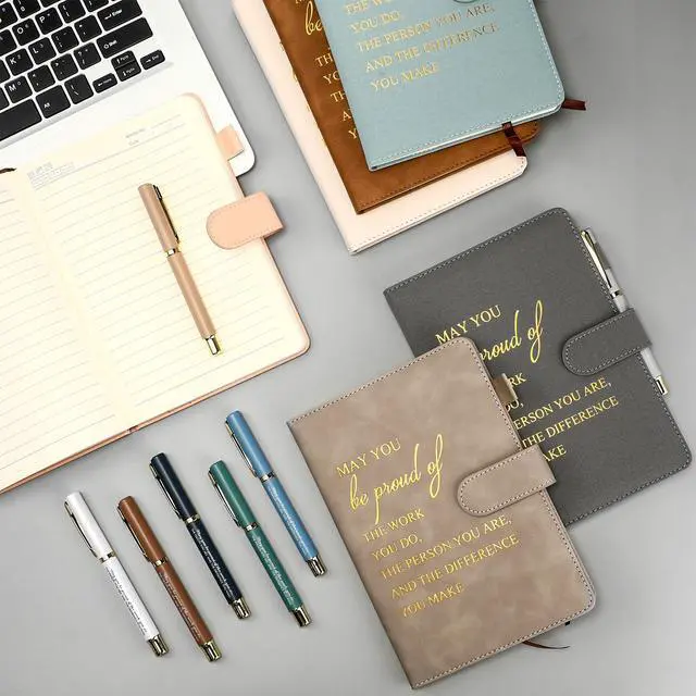 Alt view image 4 of 7 - 40 Pcs Employee Appreciation Gifts Bulk Inspirational A5 Leather Notebooks Journal with Pens Thank You Gift for Coworker Staff Social Worker Teacher Nurse Office Back to School (Neutral Colors)