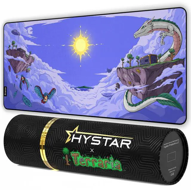Main image of Terraria Extended Gaming Mouse Pad | XXXL 45" x 20" | 5mm Thick, Waterproof Surface, Smooth Polyester Fabric, and Natural Rubber Base (Floating Island)