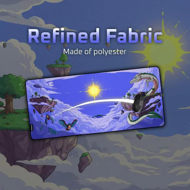 Alt view image 3 of 7 - Terraria Extended Gaming Mouse Pad | XXXL 45" x 20" | 5mm Thick, Waterproof Surface, Smooth Polyester Fabric, and Natural Rubber Base (Floating Island)