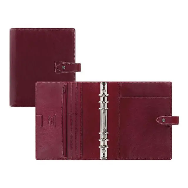Alt view image 6 of 7 - Malden Organizer, A5 Size, Burgundy - Tactile, Full-Grain Buffalo Leather, Six Rings, Cotton Cream Week-to-View Insert, Multilingual (C021703)