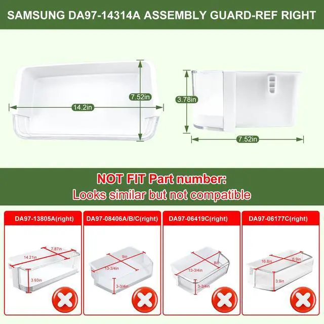 Alt view image 3 of 6 - DA97-14314A Door Bin Compatible with Samsung Refrigerator (Right) Door Shelf, Part Number: RF23HCEDBBC, RF23HCEDBSG, RF23HCEDBSR, RF23HCEDBWW, RF23HCEDTSR etc