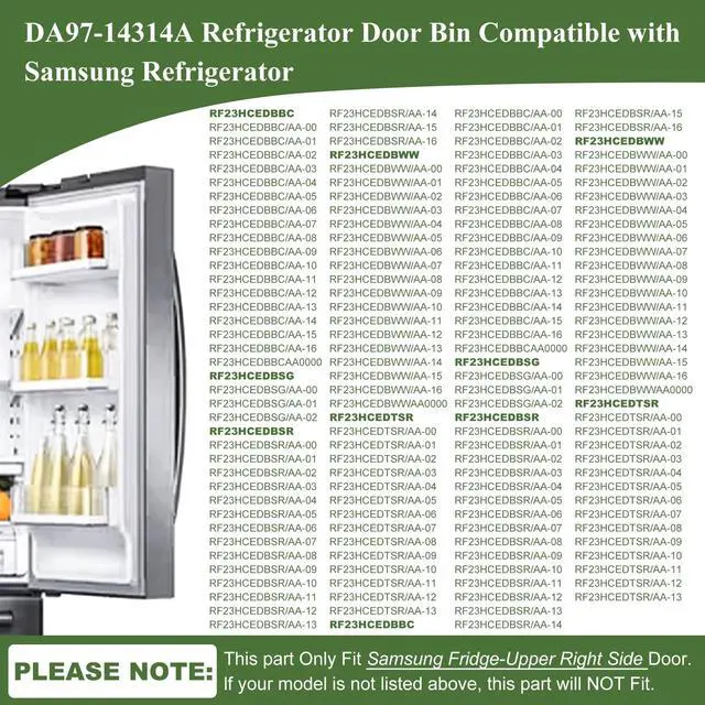 Alt view image 4 of 6 - DA97-14314A Door Bin Compatible with Samsung Refrigerator (Right) Door Shelf, Part Number: RF23HCEDBBC, RF23HCEDBSG, RF23HCEDBSR, RF23HCEDBWW, RF23HCEDTSR etc
