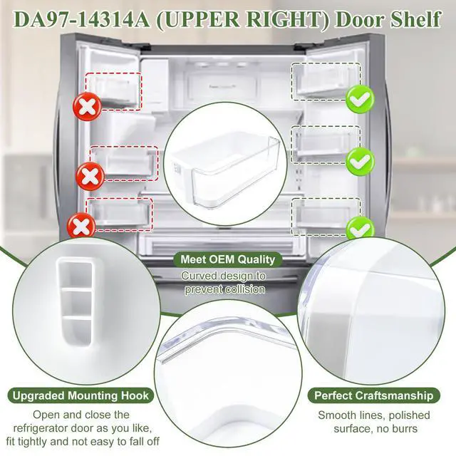 Alt view image 5 of 6 - DA97-14314A Door Bin Compatible with Samsung Refrigerator (Right) Door Shelf, Part Number: RF23HCEDBBC, RF23HCEDBSG, RF23HCEDBSR, RF23HCEDBWW, RF23HCEDTSR etc