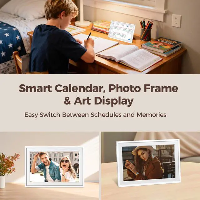 Alt view image 7 of 7 - Digital Calendar 10.1IN Electronic Smart Calendars and Chore Chart with Interactive Touch Screen Sync with Phone by App for Family Planner Wall & Desk Mountable Great Gift for Organizing 2026 (White)