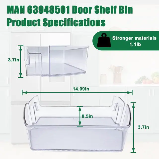 Alt view image 5 of 7 - MAN63948501 Refrigerator Door Bin, Bin Basket Shelf | Compatible with Refrigerator LFCS27596S/00, LFCS28768S/00, LFXC22526D/00, Replace MAN63948506 4995815 PS16763606 FIX16763606