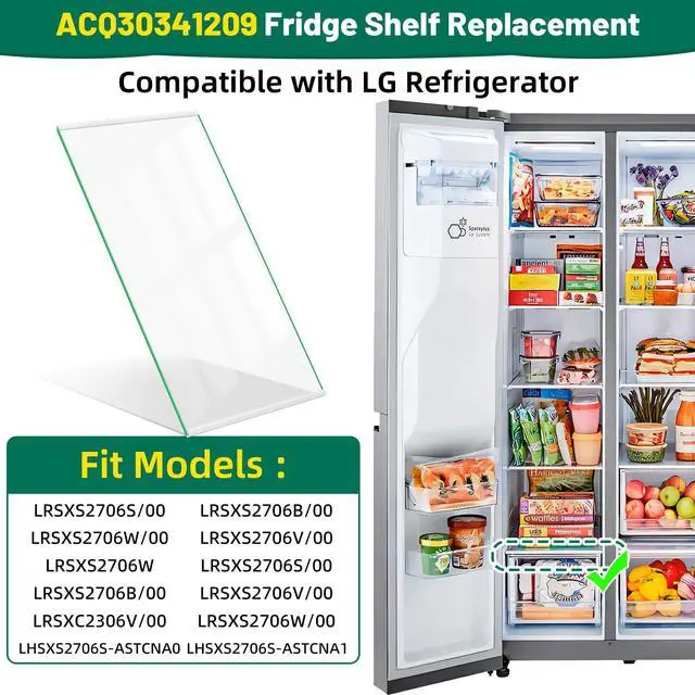 Alt view image 2 of 7 - Upgraded ACQ30341209 Refrigerator Glass Shelf Compatible with LG Refrigerator Shelf Replacement Freezer Drawer Cover, Replaces AP7177420 PS16661522 Fridge Assembly Tray
