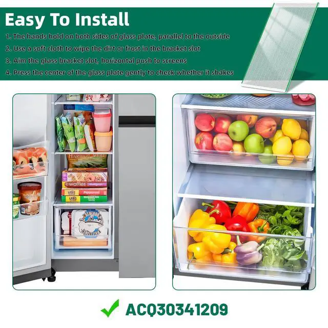 Alt view image 4 of 7 - Upgraded ACQ30341209 Refrigerator Glass Shelf Compatible with LG Refrigerator Shelf Replacement Freezer Drawer Cover, Replaces AP7177420 PS16661522 Fridge Assembly Tray