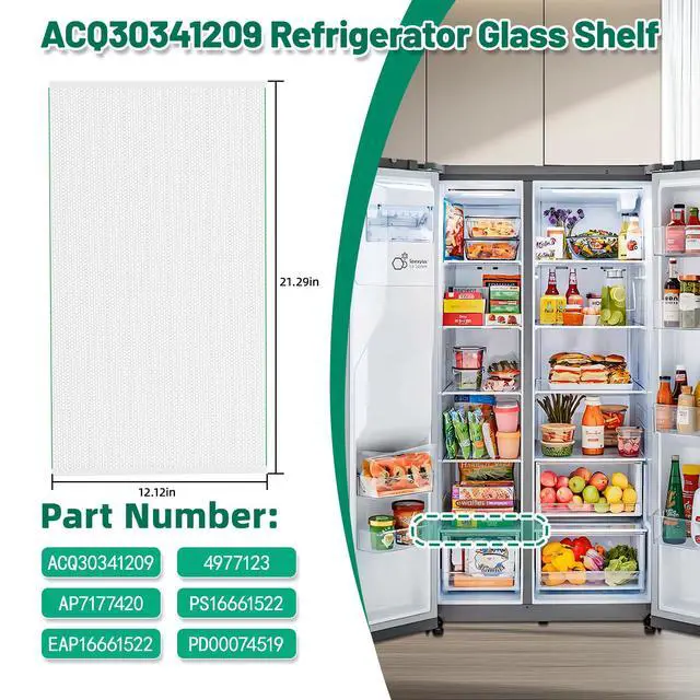 Alt view image 3 of 7 - Upgraded ACQ30341209 Refrigerator Glass Shelf Compatible with LG Refrigerator Shelf Replacement Freezer Drawer Cover, Replaces AP7177420 PS16661522 Fridge Assembly Tray