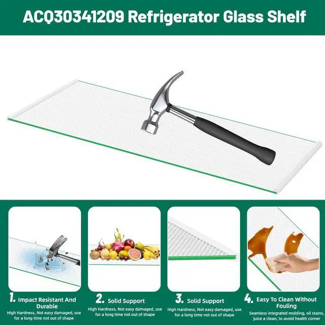 Alt view image 6 of 7 - Upgraded ACQ30341209 Refrigerator Glass Shelf Compatible with LG Refrigerator Shelf Replacement Freezer Drawer Cover, Replaces AP7177420 PS16661522 Fridge Assembly Tray