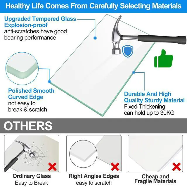 Alt view image 2 of 7 - UPGRADED WPW10296571 Refrigerator Glass Shelf Compatible with Whirlpool KitchenAid Maytag Fridge Crisper Glass Replacement,Tempered Glass Crisper Drawer Cover Insert W10296571 W10346616 Glass Shelf