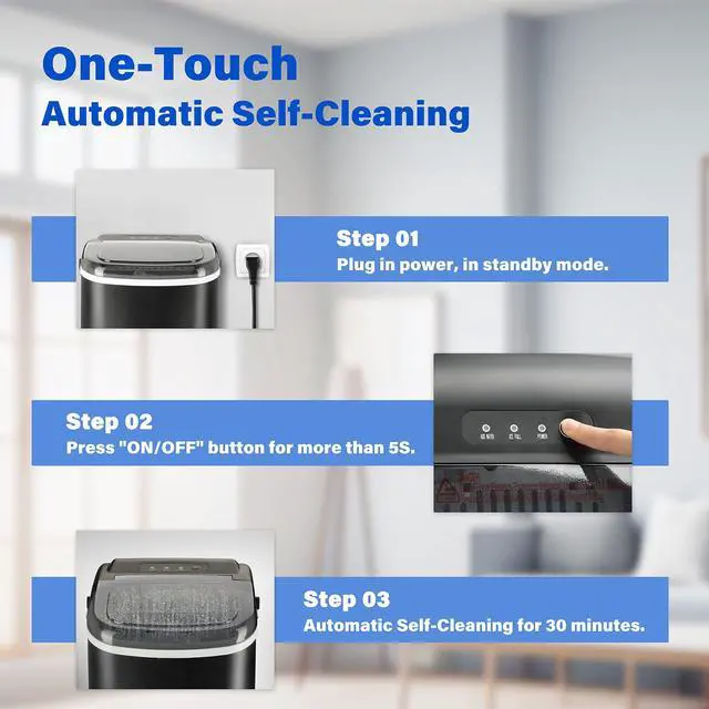 Alt view image 6 of 7 - Portable Ice Maker for Countertop, 9 Ice Cubes Ready in 6 Mins, 26lbs Ice/24Hrs, with Self-Cleaning Feature, Ice Spoon and Basket, for Home Kitchen Office Camper RV, Black