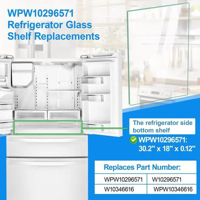 Alt view image 4 of 7 - UPGRADED WPW10296571 Refrigerator Glass Shelf Compatible with Whirlpool KitchenAid Maytag Fridge Crisper Glass Replacement,Tempered Glass Crisper Drawer Cover Insert W10296571 W10346616 Glass Shelf