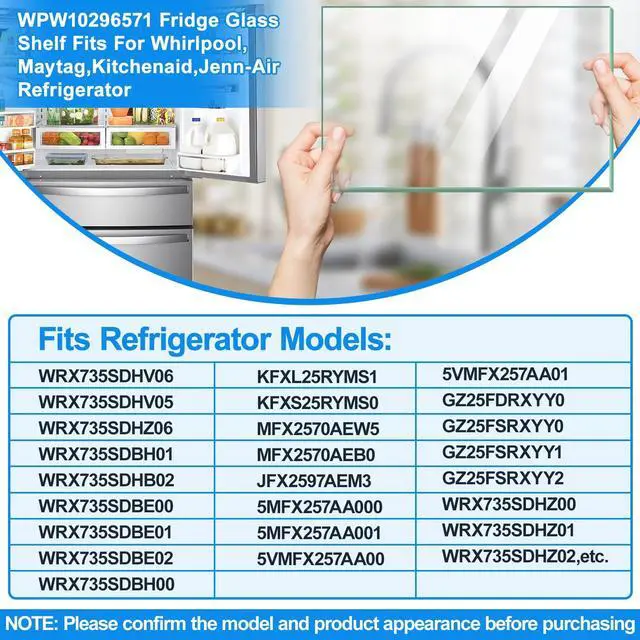 Alt view image 5 of 7 - UPGRADED WPW10296571 Refrigerator Glass Shelf Compatible with Whirlpool KitchenAid Maytag Fridge Crisper Glass Replacement,Tempered Glass Crisper Drawer Cover Insert W10296571 W10346616 Glass Shelf