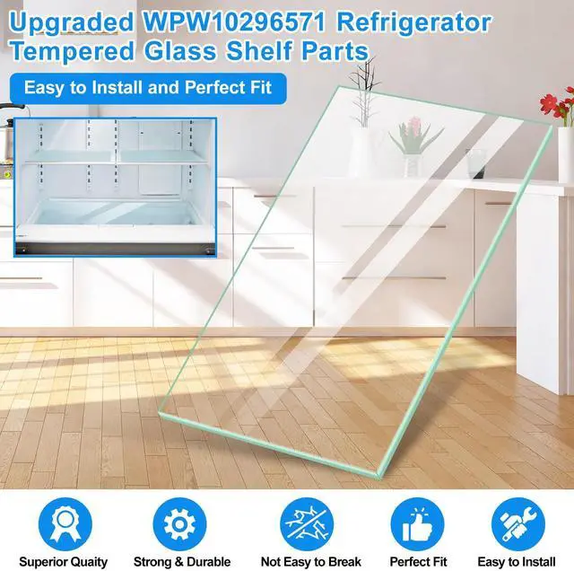 Alt view image 6 of 7 - UPGRADED WPW10296571 Refrigerator Glass Shelf Compatible with Whirlpool KitchenAid Maytag Fridge Crisper Glass Replacement,Tempered Glass Crisper Drawer Cover Insert W10296571 W10346616 Glass Shelf