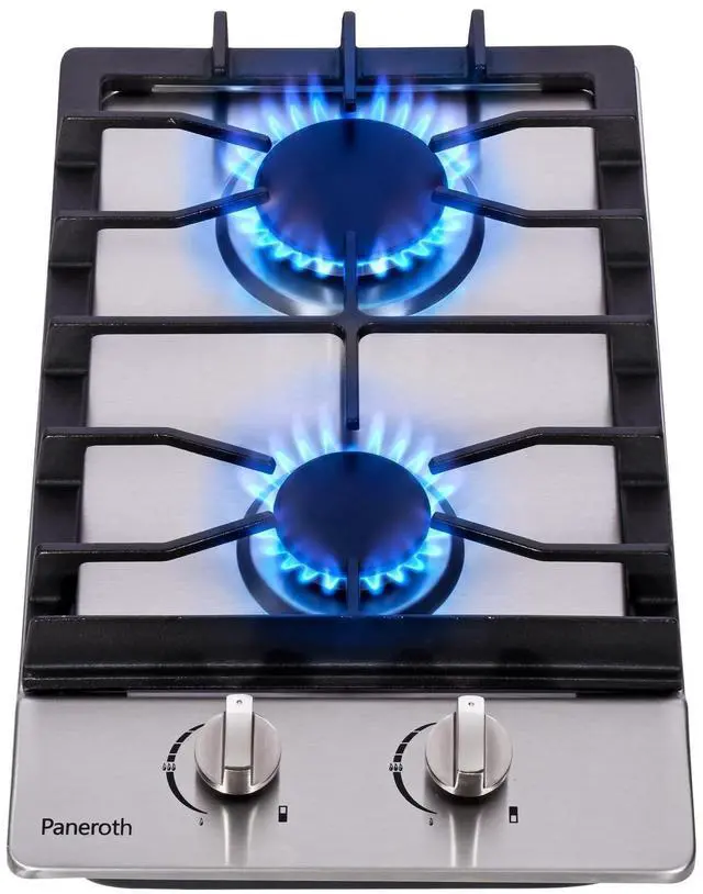 Main image of Gas Cooktop 2 Burners, 12 Inch Stove Top Stainless Steel Built-in, Max 12000BTU Propane/Natural Gas Convertible Dual Fuel Hob for Apartments, Rvs, Outdoor